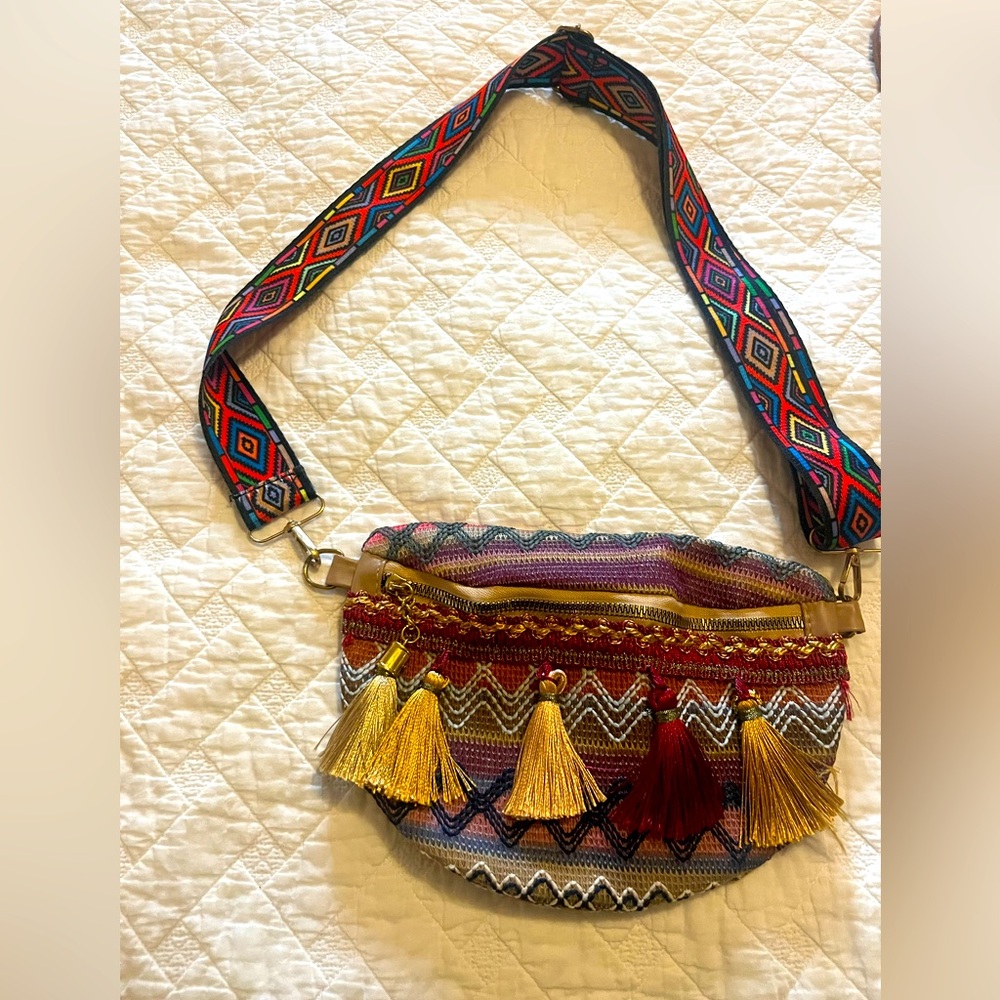 Boho crossbody/chest bag. Multi colored